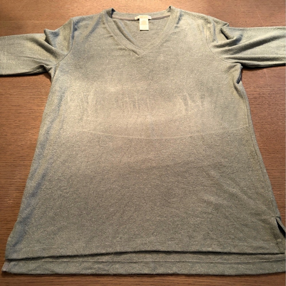 Matty M Womens Gray V-Neck Long Sleeve Knit Top MK9104-452US/OM Medium
